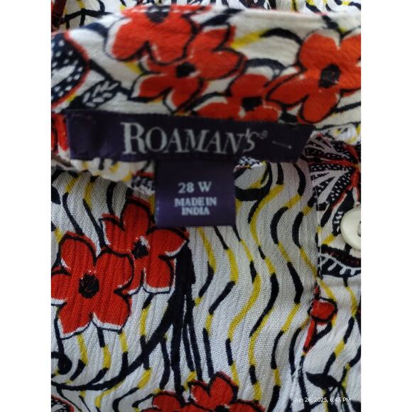 Roaman's Women's Size 28W Crepe Floral Button Down Bohemian Beachy Rayon Dress - Picture 6 of 11